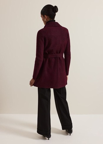 Phase Eight Lana Textured Drape Coats Burgundy Australia | BS0931472